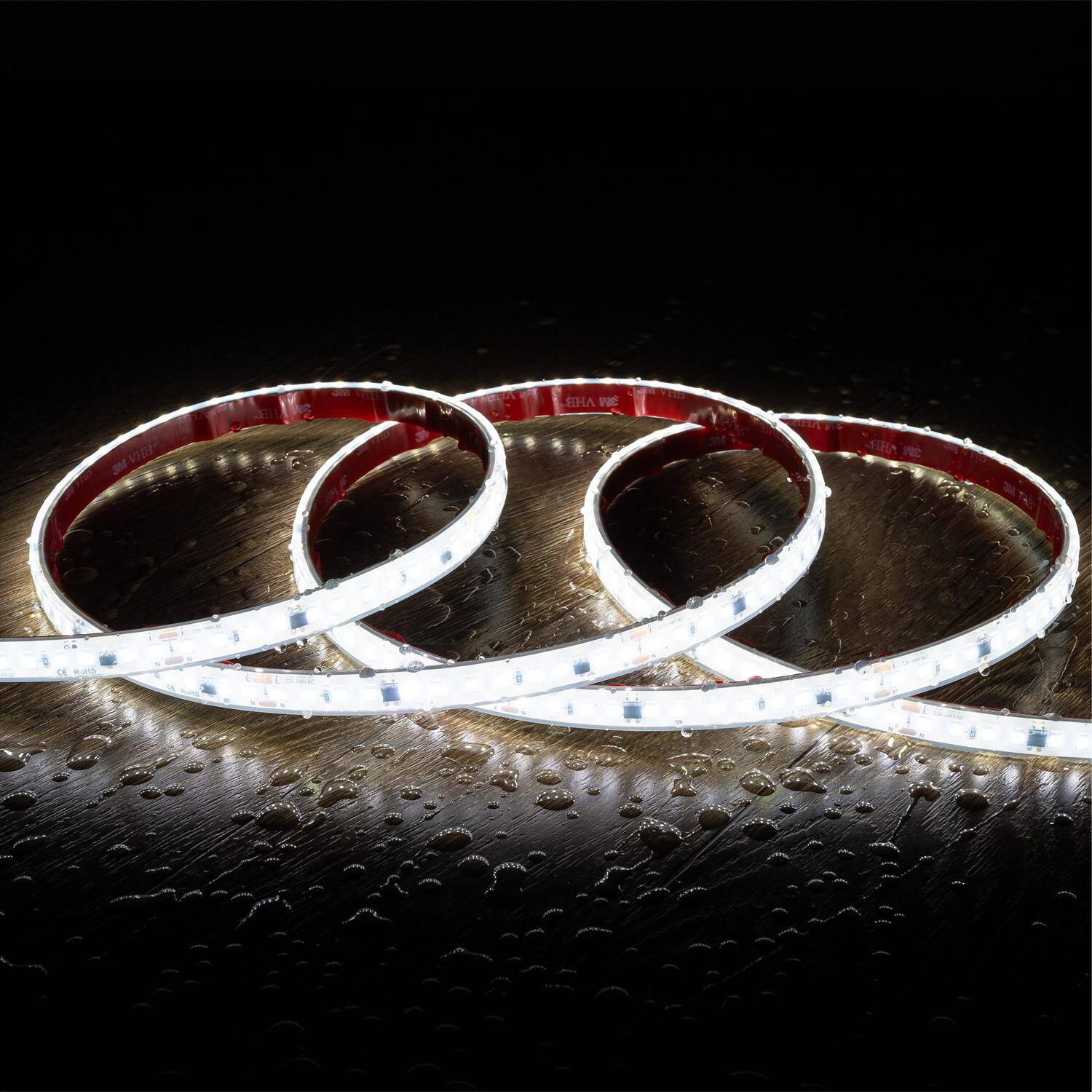 Taśma Led Ściemnialna 220V SMD Samoregulująca 120 LED/m ROLKA 50m 14W/m 1680lm/m SILICONE FLEX Szerokość 12mm Cięcie 10cm IP67 - widok 3