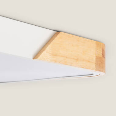 Image of Semi-Dari Rectangular 30W Wood CCT Selectable LED Ceiling Light 625x425 mm