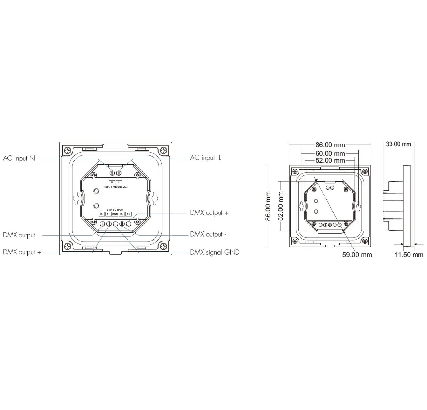 Regulator Master DMX Dotykowy RGBW 4 Strefy - widok 3