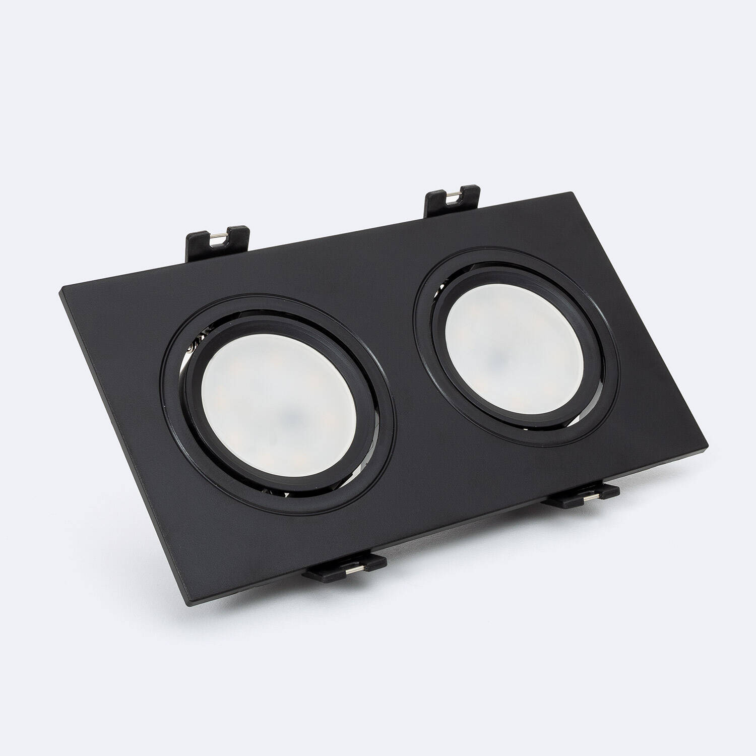 Oczko Downlight Kwadratowe Uchylne GU10 6W Cięcie 75x150mm PC - widok prezentacyjny