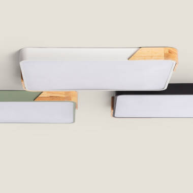 Plafondlamp LED 30W  Rechthoekige Hout en Metaal 625x425 mm Semi-Dari 30W CCT Selecteerbaar