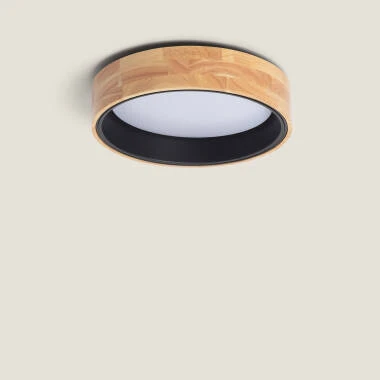 Plafonnier LED Rond Bois et Aluminium 15W CCT Sélectionnable Dari Ø370 mm