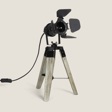 Bild von Tischlampe aus Holz und Metall Cinema Kurangna XS