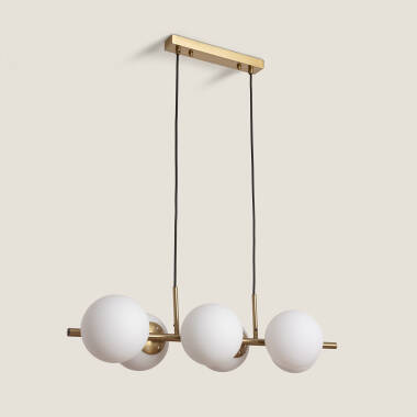 Pendelleuchte Metall und Glas Moonlight Brass 6 Spots