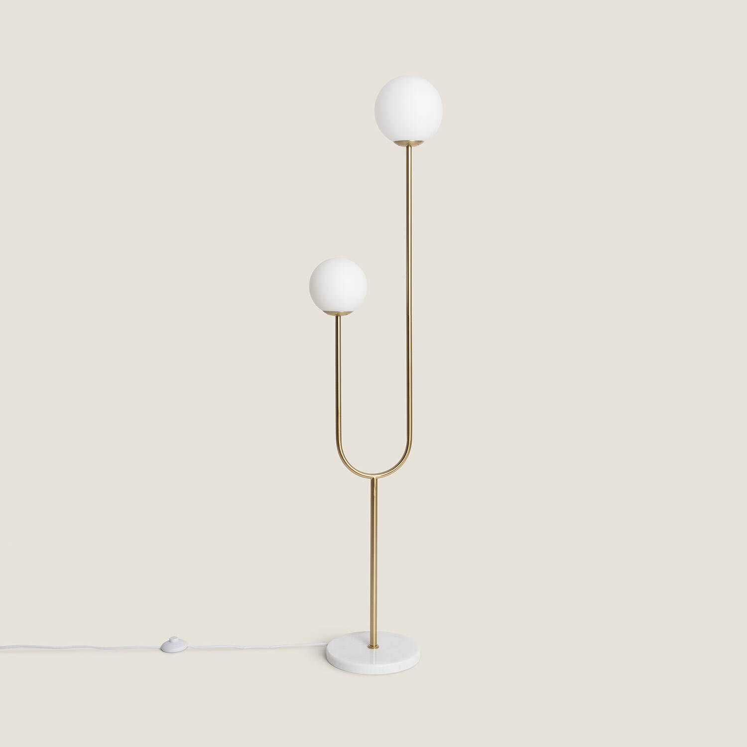 Lampa Podłogowa z Metalu i Szkła Moonlight Brass 2-Pkt. - widok 3