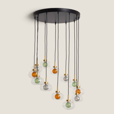 Hanglamp Aluminium en Glas  Hassi 12 Lampen