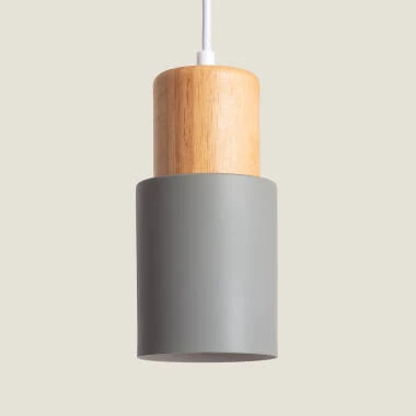 Pendelleuchte Metall und Holz Kidonge