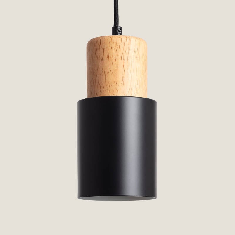 Bild von Pendelleuchte Metall und Holz Kidonge
