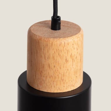 Bild von Pendelleuchte Metall und Holz Kidonge