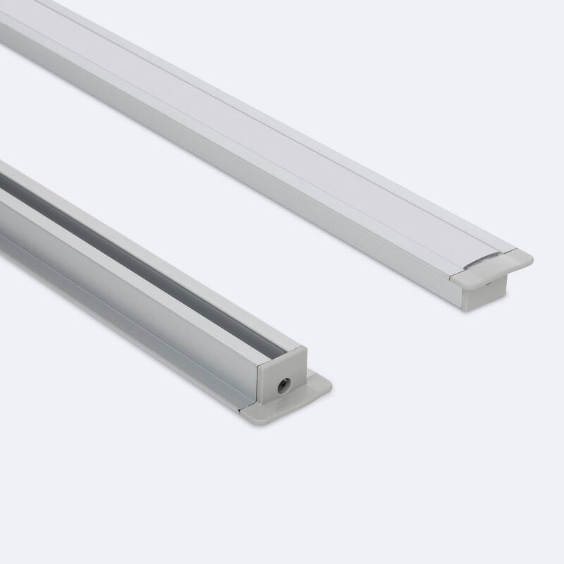 Image de Profilé Aluminium Encastré avec Clips et Capot Continu pour Ruban LED jusqu'à 12 mm