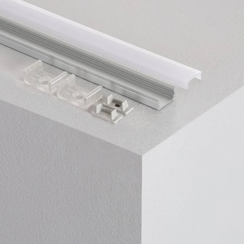 Profilé Aluminium Encastrable 2 M Avec Capot Continu Pour Rubans LED Jusqua 19 Mm