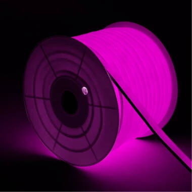Ruban LED Néon Dimmable 220V BOBINE 50m Rose Semi-Circulaire 180º 7.5W/m Coupe 100cm IP67