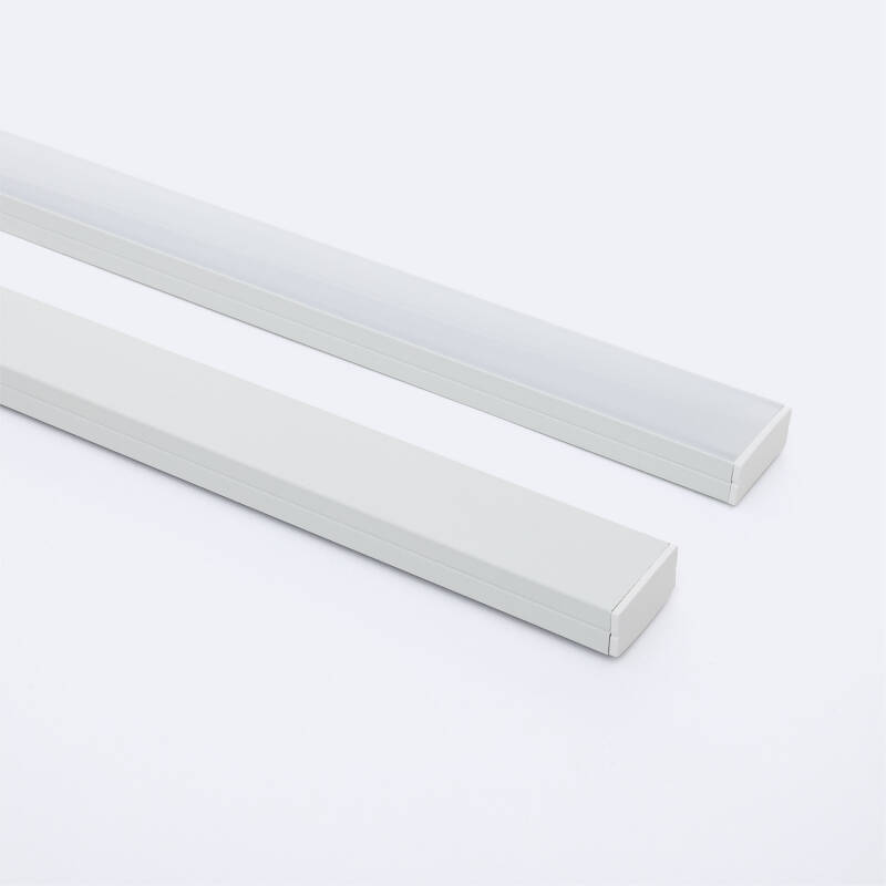 Image of Aluminium Surface Profile with Continuous Cover for Double LED Strips up to 20mm 