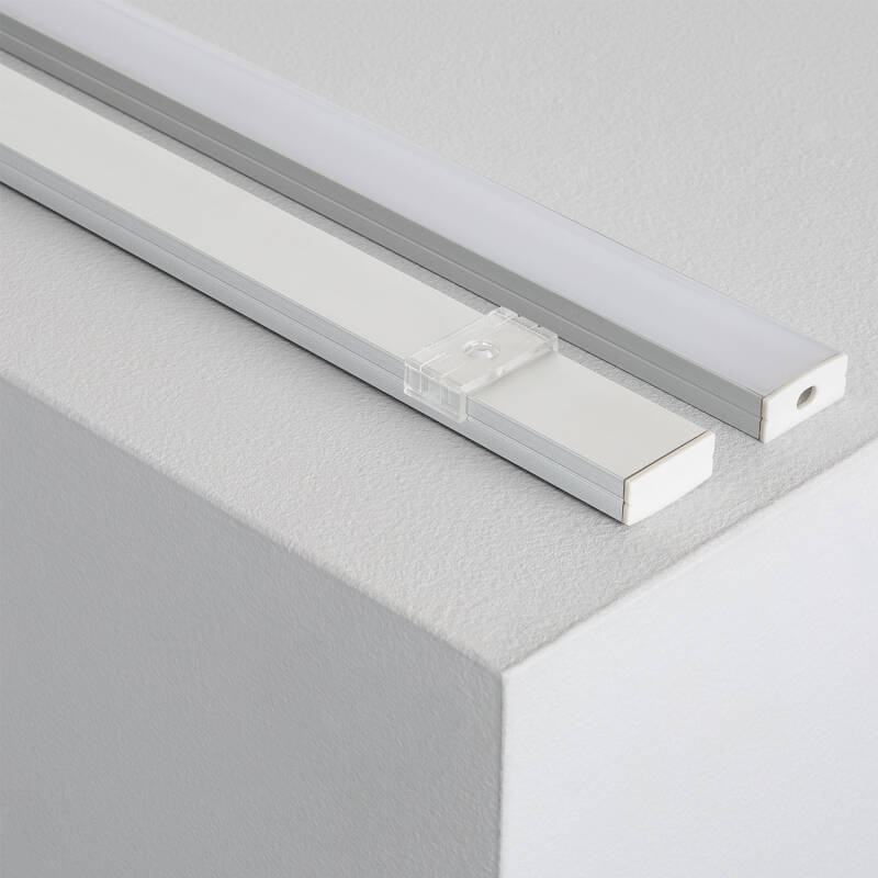 Immagine di Profilo in Alluminio da Superficie con Copertura Continua per strisce LED doppie fino a 20 mm