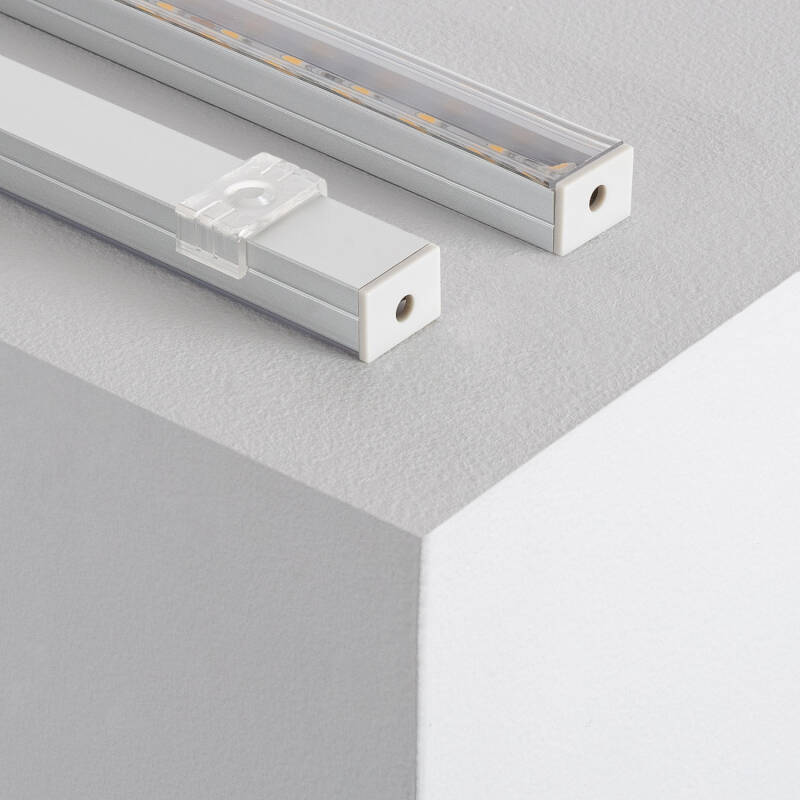 Immagine di Profilo in Alluminio da Superficie con Copertura Continua per strisce LED fino a 15 mm