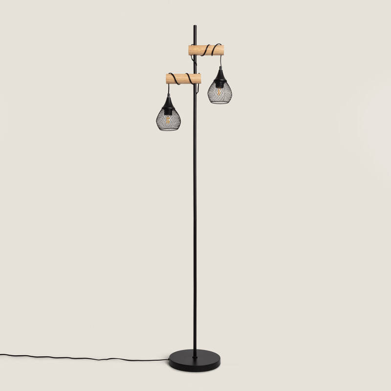 Afbeelding van Staande lamp van Aluminium en Hout Monah