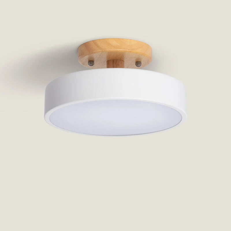 Immagine di Lampada da Soffitto LED 12W Legno e Metallo CCT Selezionabile Whisty