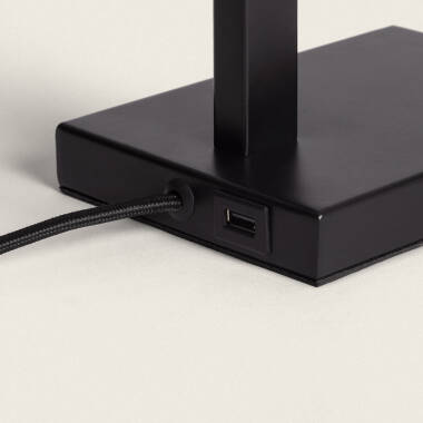 Afbeelding van Tafellamp van Metaal en Stof met USB-poort en Touchschakelaar Malena