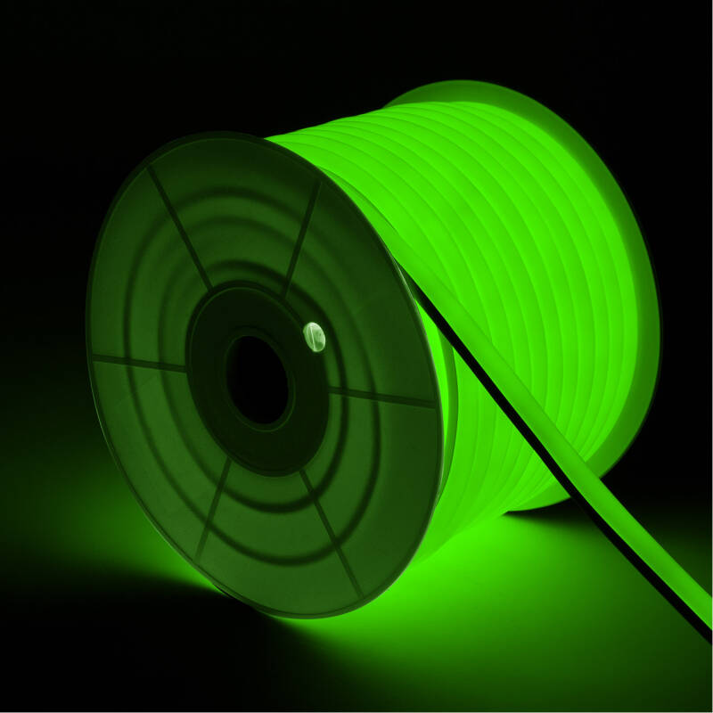 Image de Ruban LED Néon Dimmable 220V BOBINE 50m Vert Semi-Circulaire 180 7.5W/m Coupe 100cm IP67