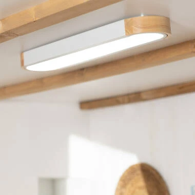 Bild von LED-Deckenleuchte 18W Holz und Metall 140x650 mm CCT Wählbar Dari Lang