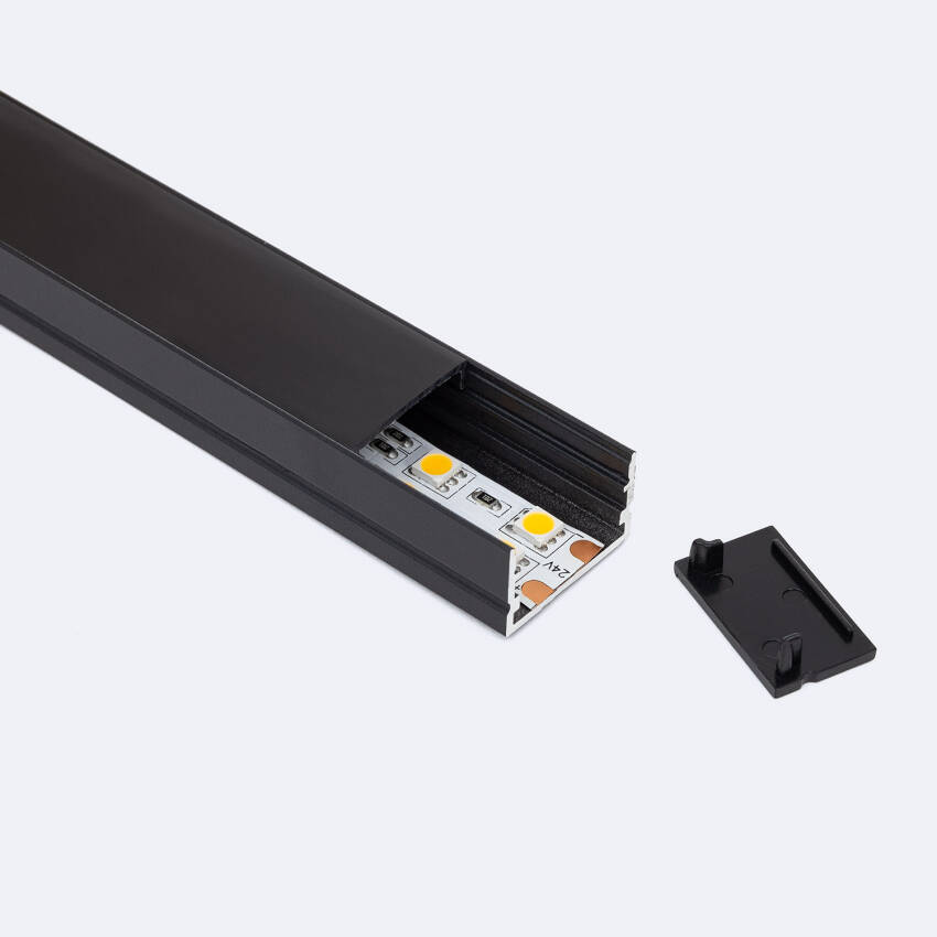 Ledomec Profilo LED ST10 In Alluminio Nero Per Strisce LED Con Copertura, Per Strisce LED Fino A 10 Mm (nero 1 M Trasparente