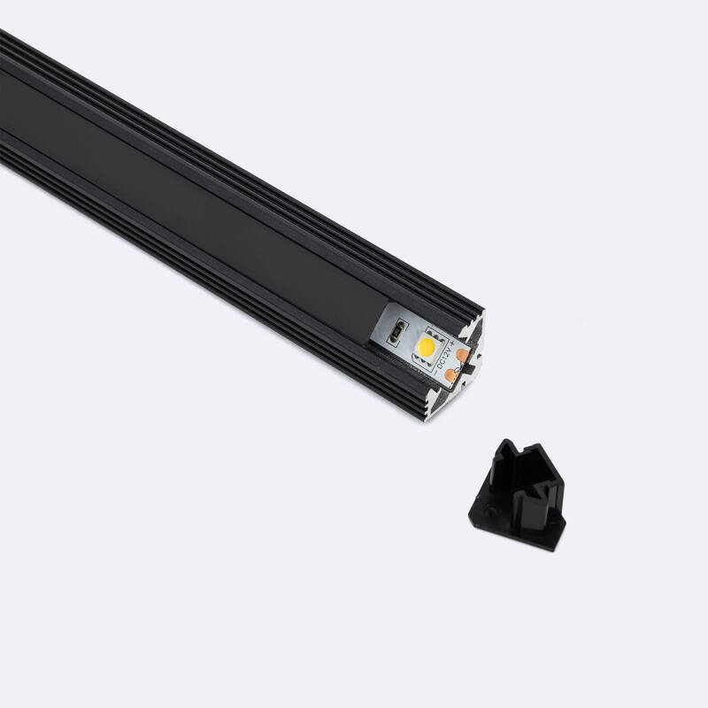 Profilé Aluminium Noir Large 2m avec Cache Opaque Noir Profilé Aluminium Noir Large 2m avec Cache Opaque Noir