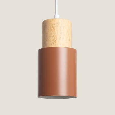 Immagine di Lampada a Sospensione Metallo e Legno Kidonge