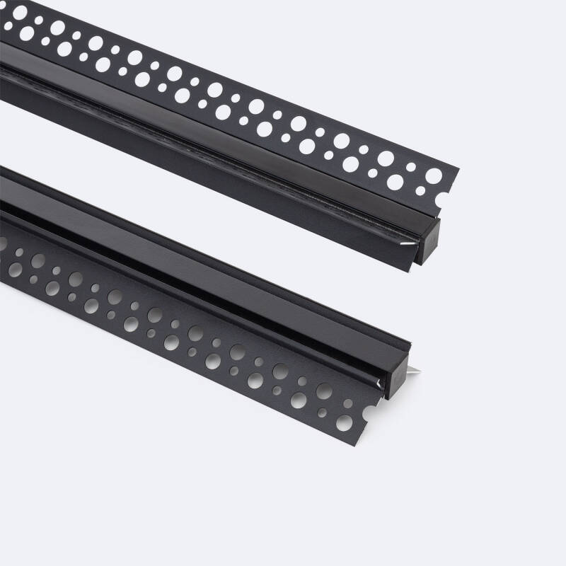 Immagine di Profilo Alluminio Incasso in Cartongesso Angoli Concavi per Striscia LED fino a 8mm con Coperchio Continuo