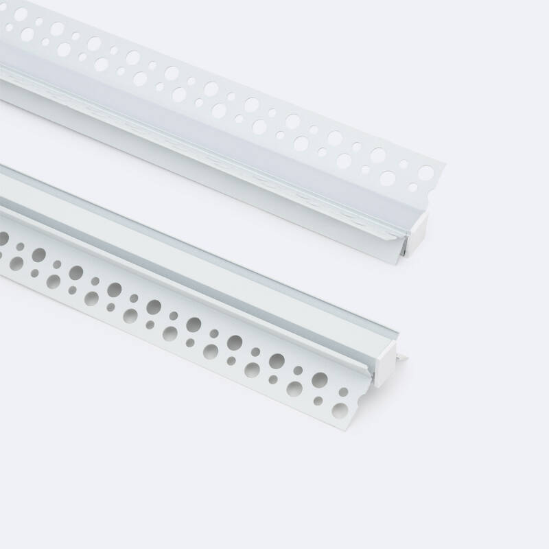 Image de Profilé Aluminium Intégration Plâtre/Placo Angle Intérieur Rubans LED jusqu'à 9 mm avec Capot Continu