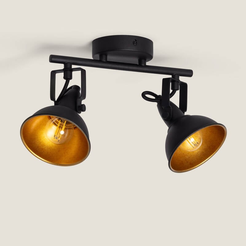 Afbeelding van Plafondlamp Verstelbaar Metaal  met 2 Spots Zwart Emer