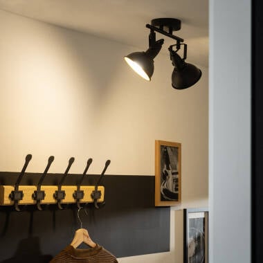 Afbeelding van Plafondlamp Verstelbaar Metaal  met 2 Spots Zwart Emer