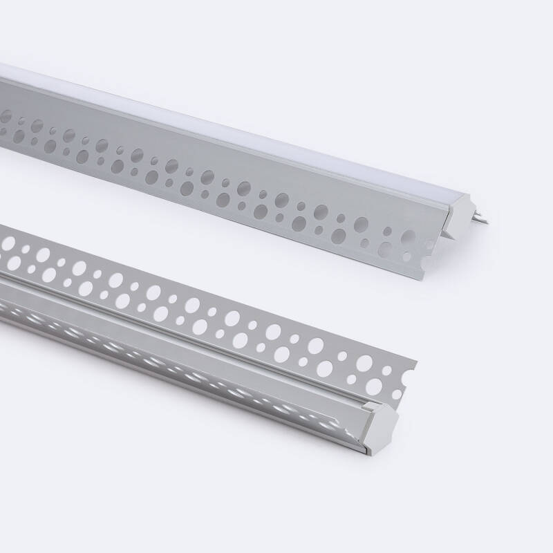 Image de Profilé Aluminium Intégration Plâtre/Placo Angle Arista Tira LED jusqu'à 9 mm avec Capot Continu