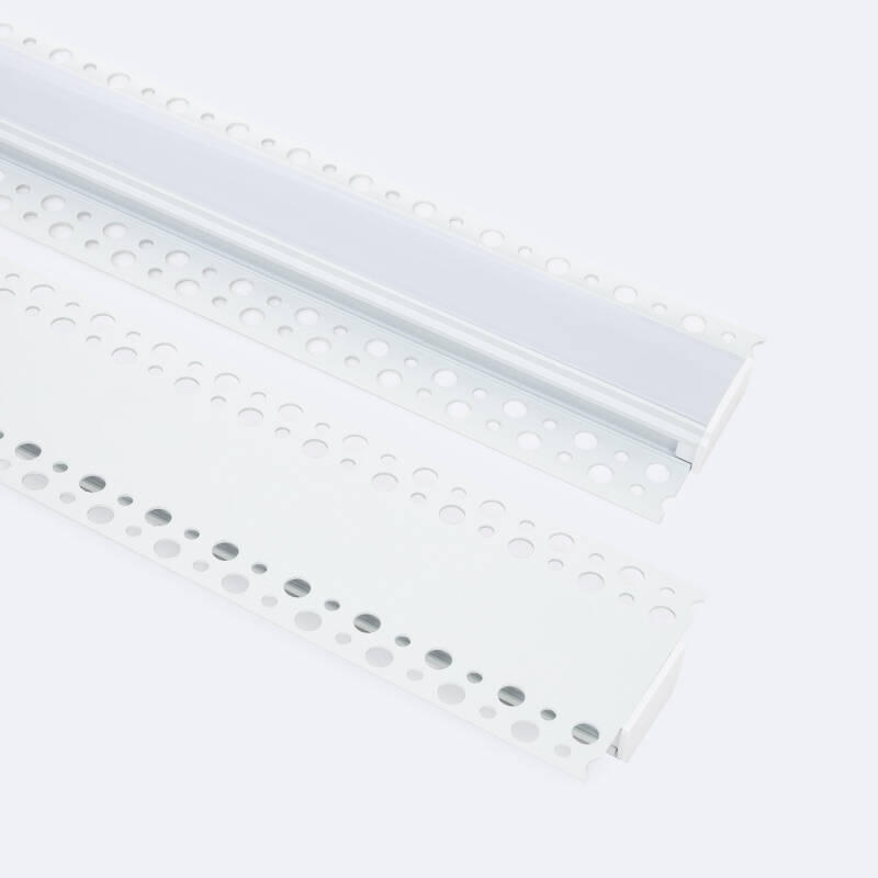 Image de Profilé Aluminium Intégration Plâtre/Placo pour Rubans LED jusqu'à 20 mm avec Capot Continu