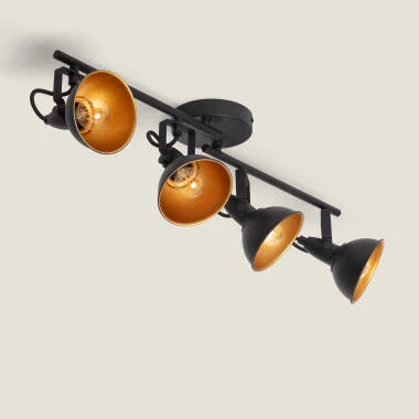 Plafonnier Orientable Métal 4 Spots Noir Emer