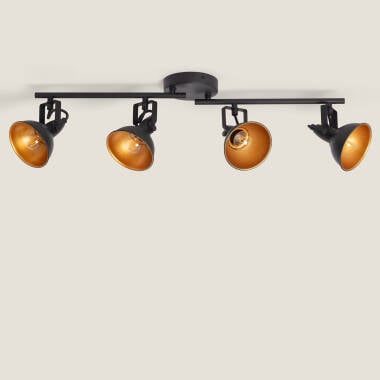 Image de Plafonnier Orientable Métal 4 Spots Noir Emer 