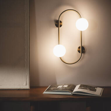 Afbeelding van Wandlamp van Metaal en Glas Oto 