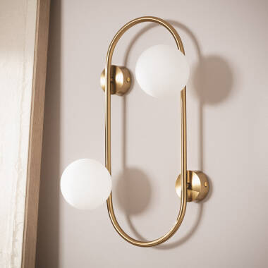 Afbeelding van Wandlamp van Metaal en Glas Oto 