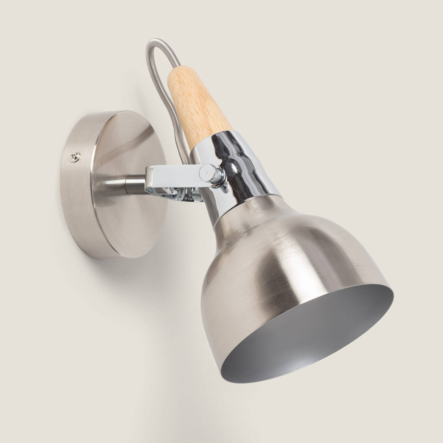 Lampa Ścienna Nastawna Aluminiowa 1 Reflektor Srebrna Emer - widok 3