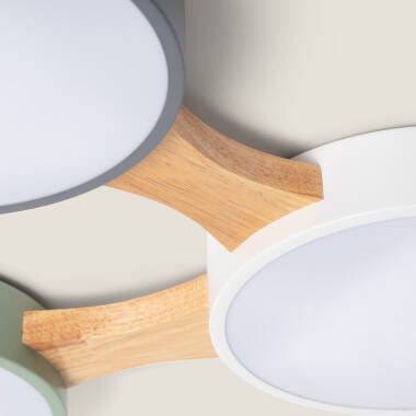Afbeelding van LED Plafondlamp 30W Hout en Aluminium CCT Selecteerbaar Sams