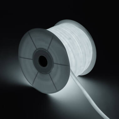 LED Pásek Neon Stmívatelný 220V ROLE 50m Studená Bílá Kruhový 360 9W/m Střih každých 100cm IP67