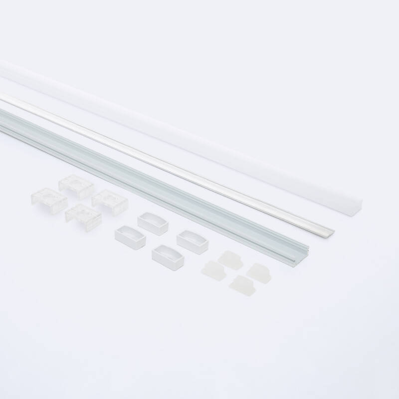 Profilo LED In Alluminio Bianco 2m Per Strisce Fino A 10mm - Copertura Satinata UV - Illuminazione Parete/Soffitto