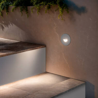 Image of Guell 2W Round Recessed Aluminium LED Wall Light IP65