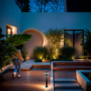 Immagine di Lampioncino Solare per Esterni LED 6W Superficie 45cm con Sensore di Movimento Helios Acciaio Inox 304