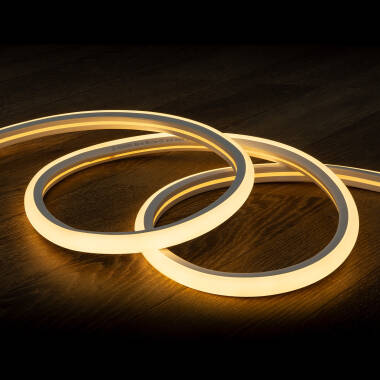 220V LED Neon Strip Dimmable in Warm White Semicircular 180º 7.5W/m Cut at Every 100cm IP67 Custom Length