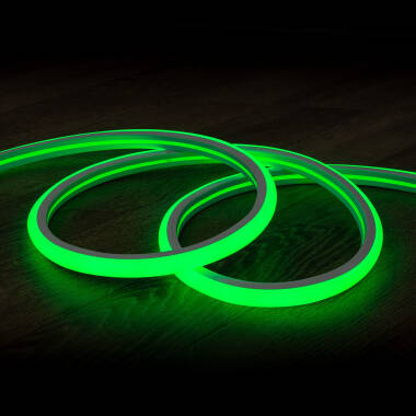 220V LED Neon Strip Dimmable in Green Semicircular 180º 7.5W/m Cut at Every 100cm IP67 Custom Length