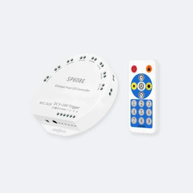 Contrôleur Variateur pour 8 Rubans LED RGBIC Digital SPI 5-24V DC avec Télécommande RF et APP