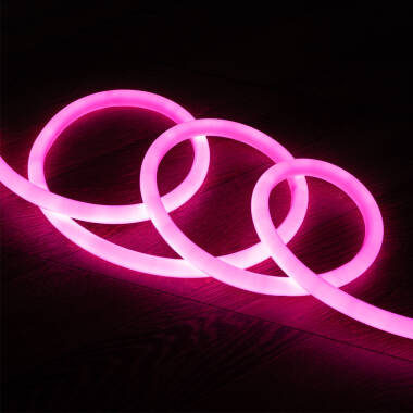 220V LED Neon Strip Dimmable in Pink Round 360º 9W/m Cut at Every 100cm IP67 Custom Length