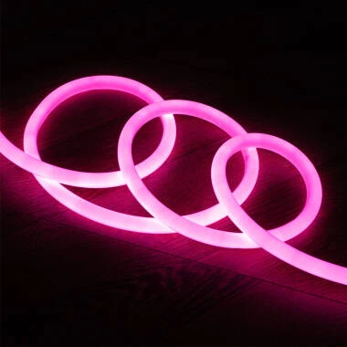 220V LED Neon Strip Dimmable in Pink Round 360º 9W/m Cut at Every 100cm IP67 Custom Length