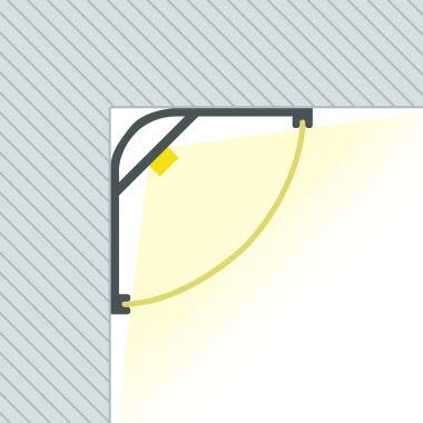 Product Aluminium Profiel Hoek Rond  met doorlopende Cover voor LED Strip tot 20 mm