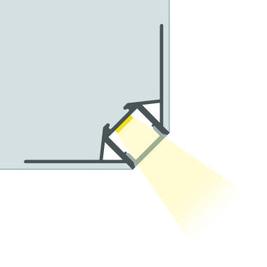 Aluminiumprofil mit durchgehender Abdeckung Integrierung in Gips/Pladur für Ecken Außenbereich LED Streifen bis 8 mm